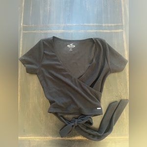 Hollister Black Wrap Tie Top